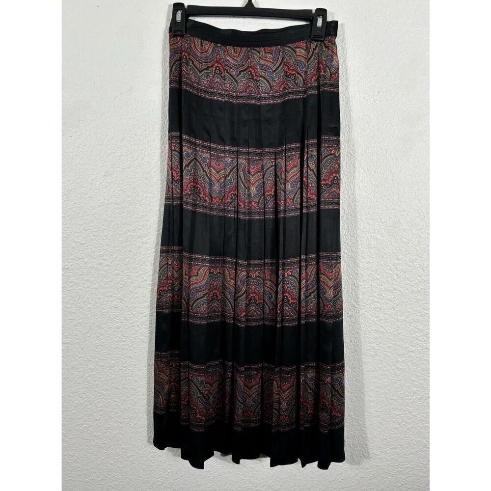 Vintage 90s Talbots Skirt Women’s Size 6‎ Paisley 100% Silk Midi Multicolor